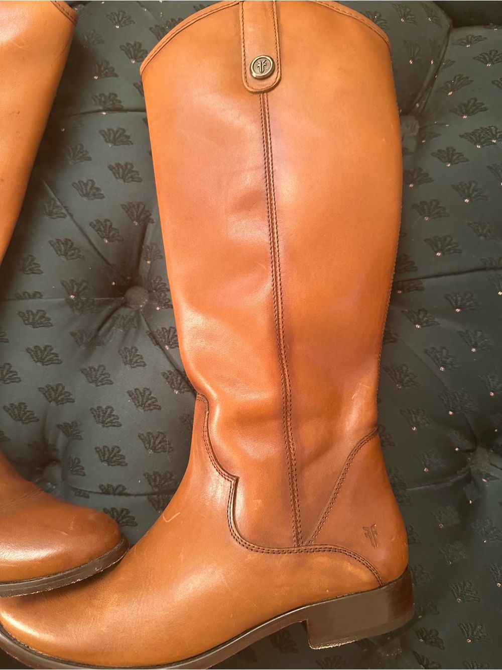 Frye Marissa Medallion Inside Zip Tall Boot. Color: Cognac. - Picture 8 of 15